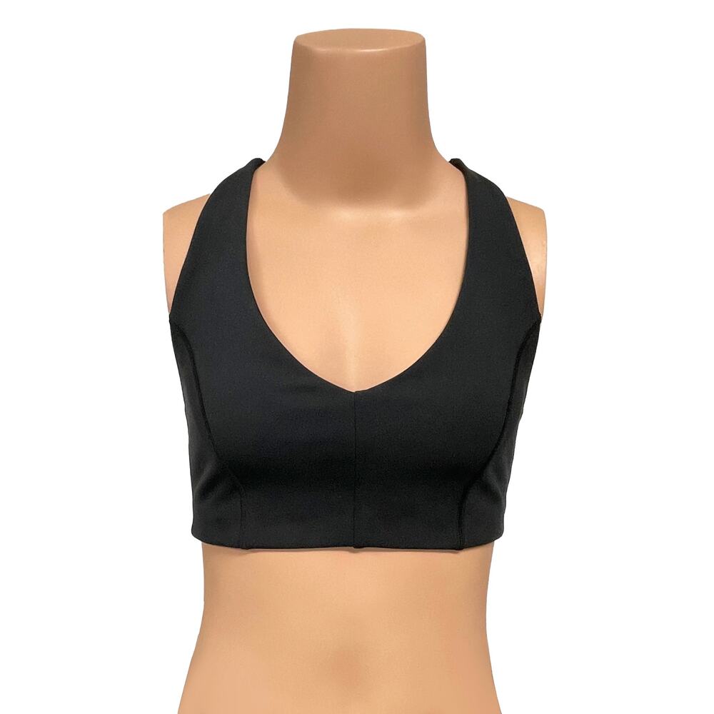 Spiritual Gangster Sol V-Neck Sports Bra Sz S New $68 Black Lined Non-Padded